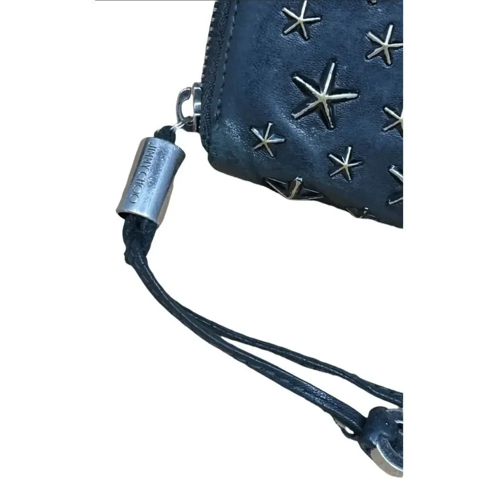JIMMY CHOO FILLIPA START STUDDED LEATHER ZIP AROUND LARGE WALLET